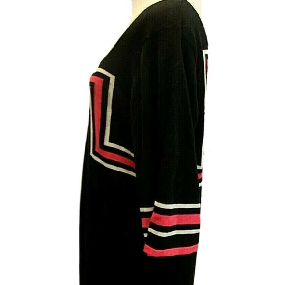 SANGRIA Black/White/Pink Geometric Knit Dress - Picture 5 of 9